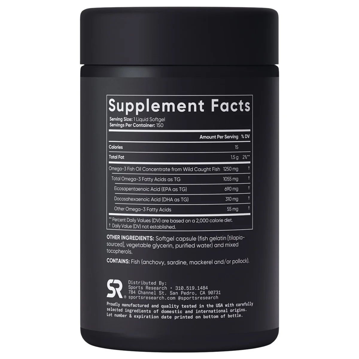스포츠 리서치 트리플 스트랭스 오메가-3 피시오일 1250mg 150 소프트젤 - 이미지 2