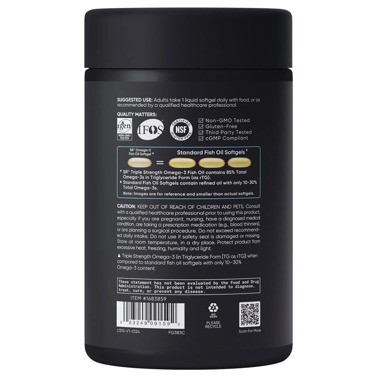 스포츠 리서치 트리플 스트랭스 오메가-3 피시오일 1250mg 150 소프트젤 - 이미지 3
